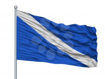 Vise City Flag On Flagpole, Country Belgium, Isolated On White Background, 3D Rendering