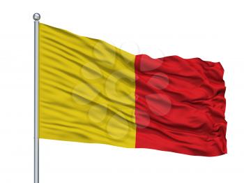 Wervik City Flag On Flagpole, Country Belgium, Isolated On White Background, 3D Rendering