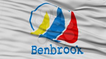 Closeup of Benbrook City Flag, Waving in the Wind, Texas State, United States of America