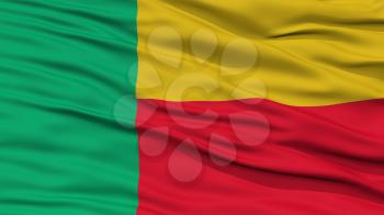 Closeup Benin Flag, Waving in the Wind, High Resolution