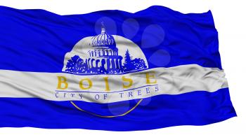 Isolated Boise Flag, Capital of Idaho State, Waving on White Background, High Resolution