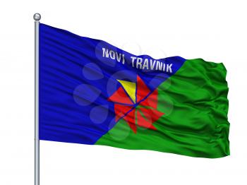 Novi Travnik City Flag On Flagpole, Country Bosnia Herzegovina, Isolated On White Background, 3D Rendering