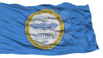 Isolated Boston Flag, Capital of Massachusetts State, Waving on White Background, High Resolution