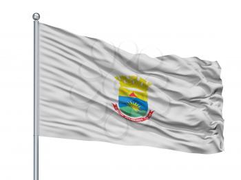 Belo Horizonte City Flag On Flagpole, Country Brasil, Minas Gerais, Isolated On White Background, 3D Rendering