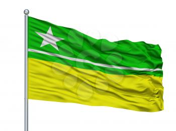 Boa Vista City Flag On Flagpole, Country Brasil, Roraima, Isolated On White Background, 3D Rendering