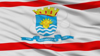 Florianopolis City Flag, Country Brasil, Closeup View, 3D Rendering