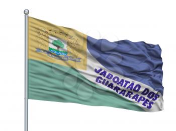 Jaboatao Dos Guararapes City Flag On Flagpole, Country Brasil, Pernambuco State, Isolated On White Background, 3D Rendering