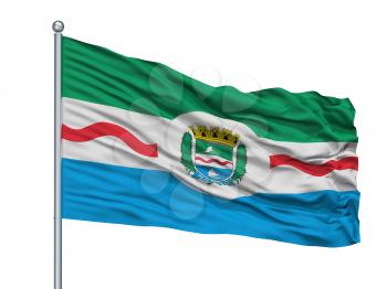 Maceio City Flag On Flagpole, Country Brasil, Isolated On White Background, 3D Rendering