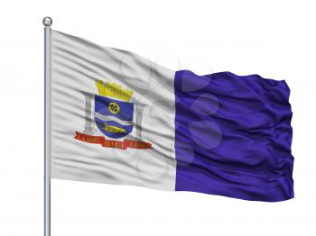 Maua Municipality City Flag On Flagpole, Country Brasil, Sao Paulo, Isolated On White Background, 3D Rendering