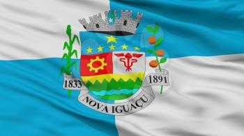 Nova Iguacu City Flag, Country Brasil, Closeup View, 3D Rendering
