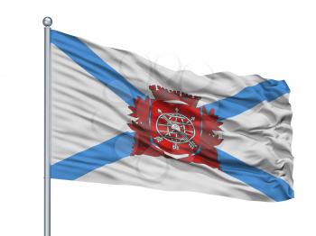 Rio De Janeiro City Flag On Flagpole, Country Brasil, Isolated On White Background, 3D Rendering