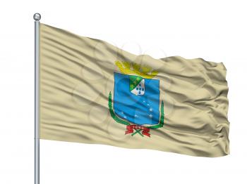 Sao Luis City Flag On Flagpole, Country Brasil, Isolated On White Background, 3D Rendering