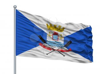 Teresina City Flag On Flagpole, Country Brasil, Isolated On White Background, 3D Rendering
