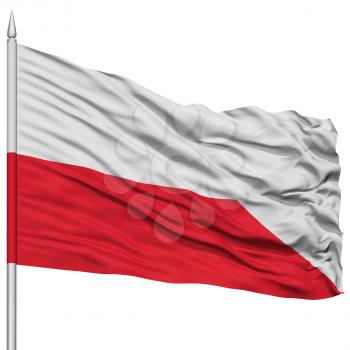Bratislava City Flag on Flagpole, Capital City of Slovakia, Flying in the Wind, Isolated on White Background