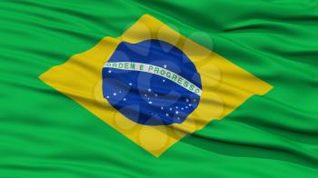 Closeup Brazil Flag, Waving in the Wind, High Resolution
