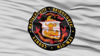 Closeup of Bridgewater City Flag, Waving in the Wind, Massachusetts State, United States of America