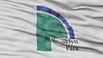 Closeup of Brooklyn Park City Flag, Waving in the Wind, Minnesota State, United States of America