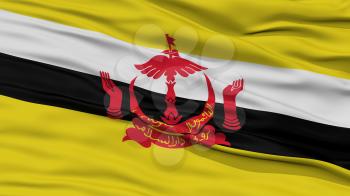 Closeup Brunei Flag, Waving in the Wind, High Resolution