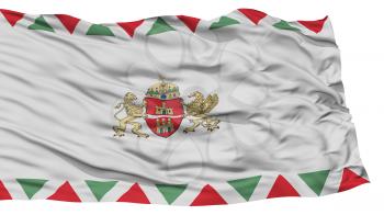 Isolated Budapest City Flag, Capital City of Hungary, Waving on White Background, High Resolution