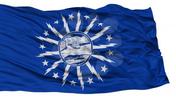 Isolated Buffalo City Flag, City of New York State, Waving on White Background, High Resolution