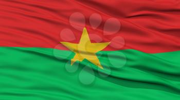 Closeup Burkina Flag, Waving in the Wind, 3D Rendering