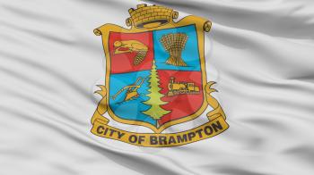 Brampton City Flag, Country Canada, Closeup View, 3D Rendering