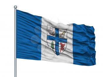 New Westminster City Flag On Flagpole, Country Canada, British Columbia Province, Isolated On White Background, 3D Rendering