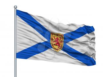Nova Scotia City Flag On Flagpole, Country Canada, Isolated On White Background, 3D Rendering