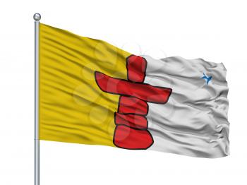 Nunavut City Flag On Flagpole, Country Canada, Isolated On White Background, 3D Rendering
