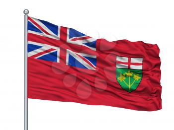 Ontario City Flag On Flagpole, Country Canada, Isolated On White Background, 3D Rendering