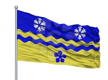 Prince George City Flag On Flagpole, Country Canada, British Columbia Province, Isolated On White Background, 3D Rendering