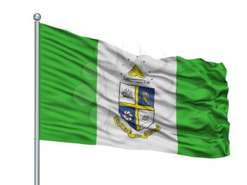 St Catharines City Flag On Flagpole, Country Canada, Ontario, Isolated On White Background, 3D Rendering