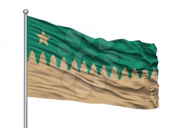 Sudbury City Flag On Flagpole, Country Canada, Ontario, Isolated On White Background, 3D Rendering