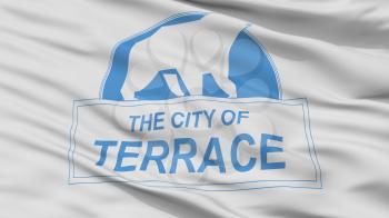 Terrace City Flag, Country Canada, British Columbia Province, Closeup View, 3D Rendering