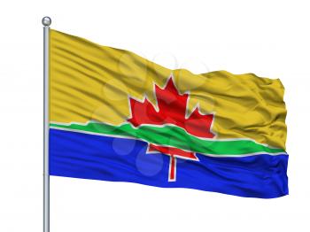 Thunder Bay City Flag On Flagpole, Country Canada, Isolated On White Background, 3D Rendering