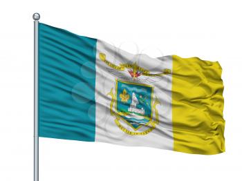 Yellowknife City Flag On Flagpole, Country Canada, Northwest Territories, Isolated On White Background, 3D Rendering