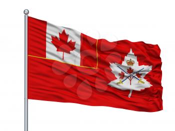 Canadian Army Flag On Flagpole, Isolated On White Background, 3D Rendering