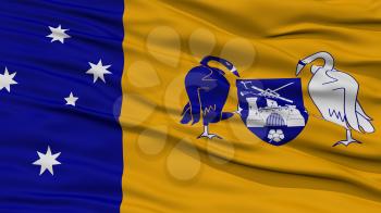 Closeup Canberra City Flag, Capital City of Australia, Waving in the Wind