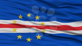 Closeup Cape Verde Flag, Waving in the Wind, High Resolution