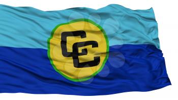 Isolated CARICOM Flag, Waving on White Background, High Resolution