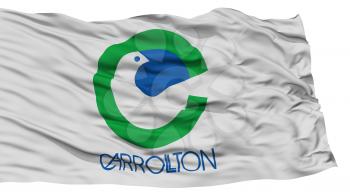Isolated Carrollton City Flag, City of Texas State, Waving on White Background, High Resolution