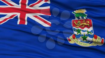 Closeup Cayman Islands Flag, Waving in the Wind, 3D Rendering