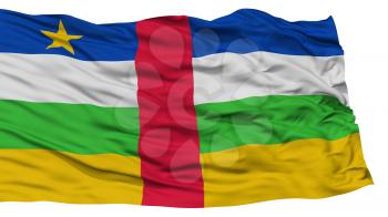 Isolated Central African Republic Flag, Waving on White Background, High Resolution