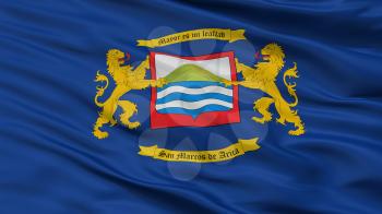 Arica City Flag, Country Chile, Closeup View, 3D Rendering
