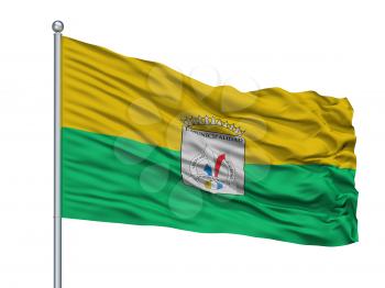 Independencia City Flag On Flagpole, Country Chile, Isolated On White Background, 3D Rendering