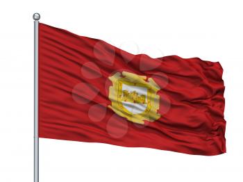 La Serena City Flag On Flagpole, Country Chile, Isolated On White Background, 3D Rendering