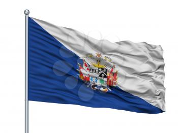 Osorno City Flag On Flagpole, Country Chile, Isolated On White Background, 3D Rendering