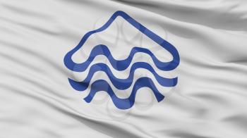 Pucon City Flag, Country Chile, Closeup View, 3D Rendering
