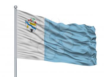 Rio Bueno City Flag On Flagpole, Country Chile, Isolated On White Background, 3D Rendering