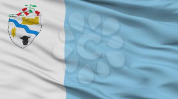Rio Bueno City Flag, Country Chile, Closeup View, 3D Rendering